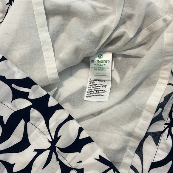 J Crew Bow Neck Halter Cotton Mini Floral Tropical Shift Dress Navy White Size 0 - Picture 12 of 17